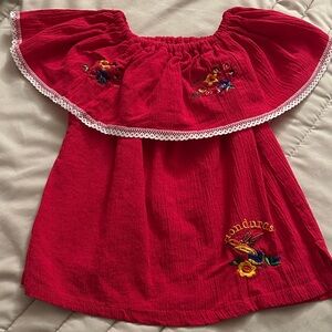 Charming Red Embroidered Kids Dress